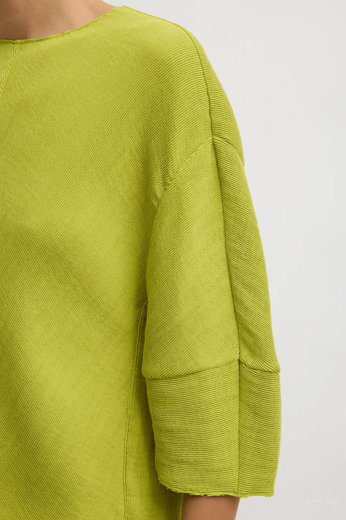 Viscose Plisse Hinged Short Sleeve Top in Pea Pod - Image 4