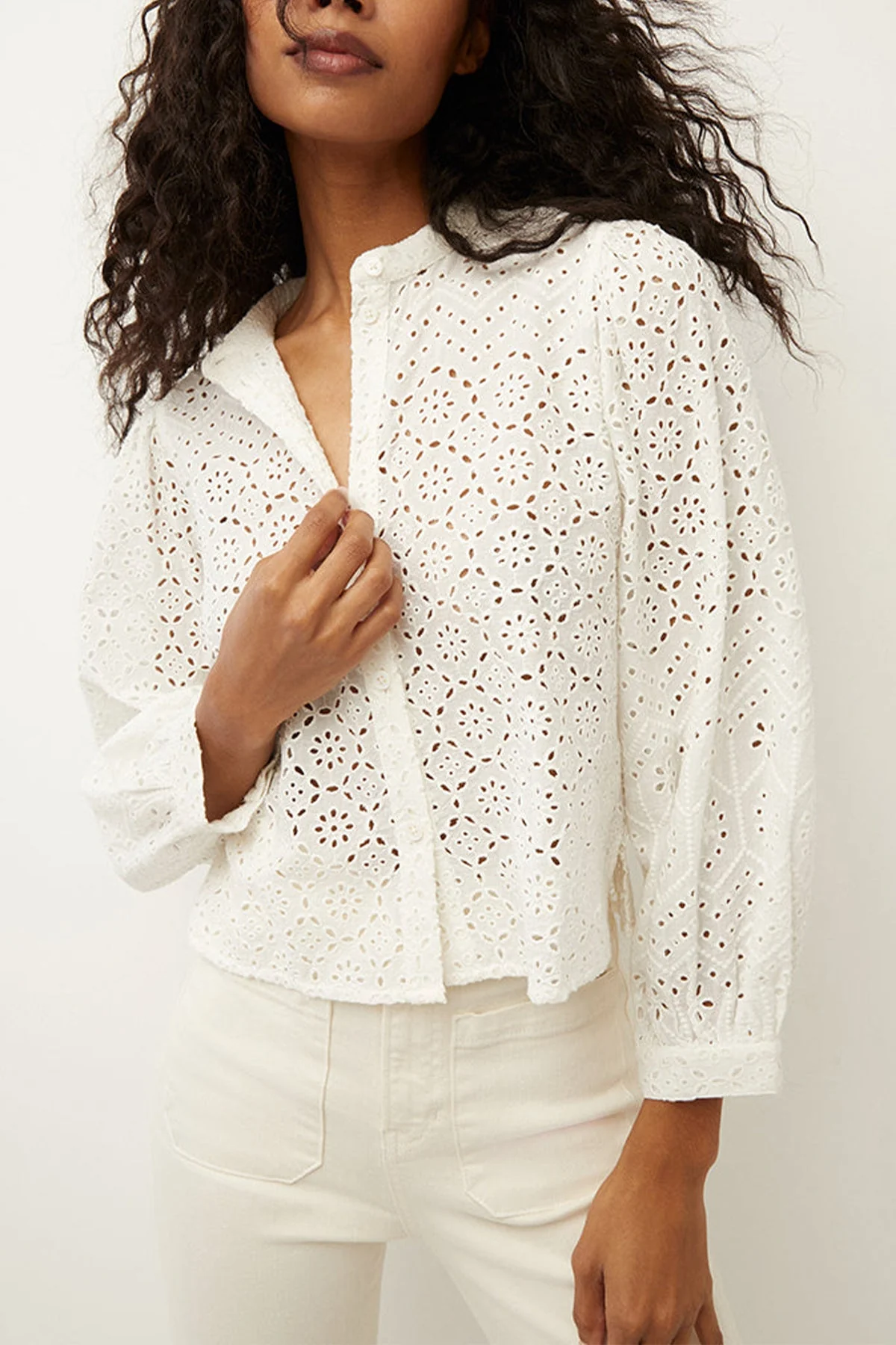 Vitale Eyelet Top in White - Image 2