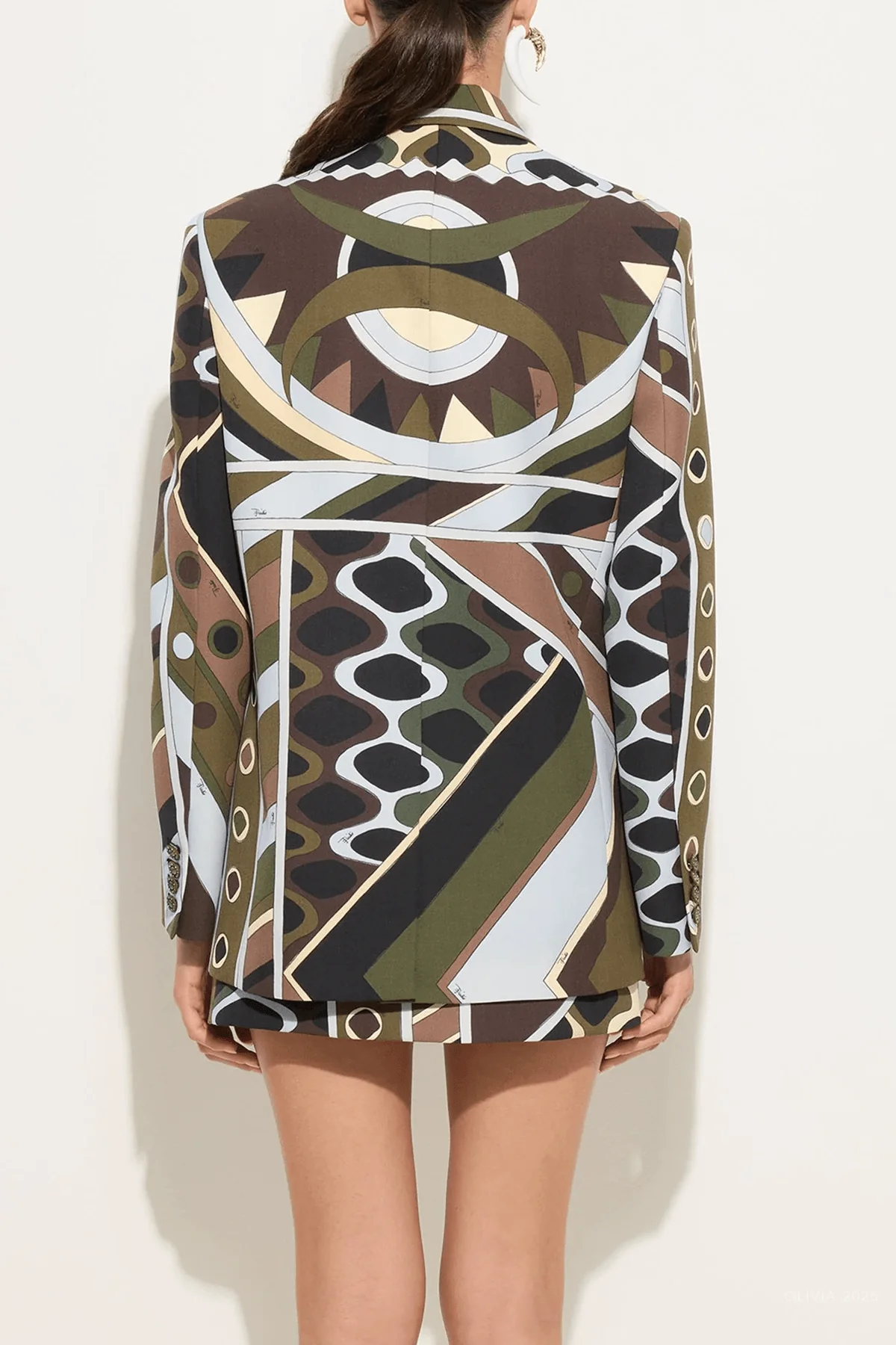 Vivara-Print Oversized Jacket in Khaki Blue - Image 3