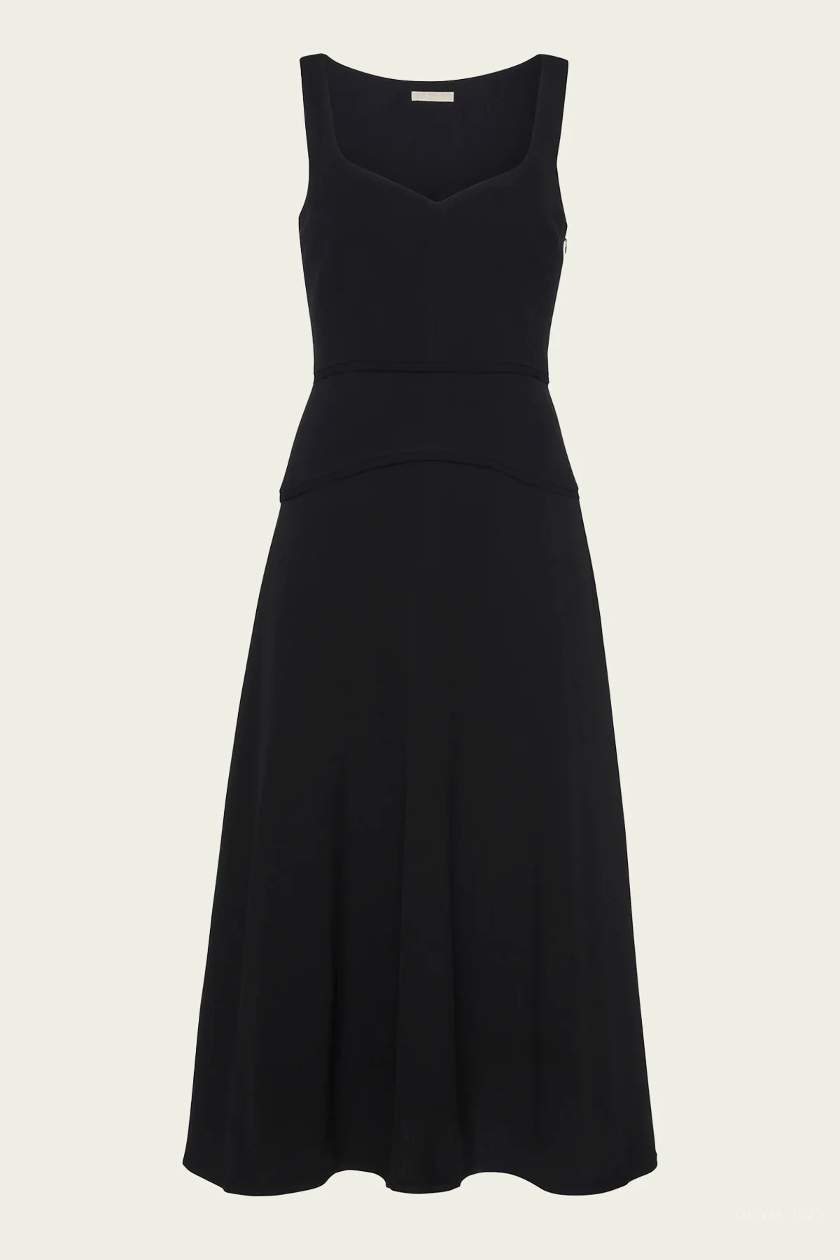 Vivi Sweetheart Neckline Midi Dress in Noir
