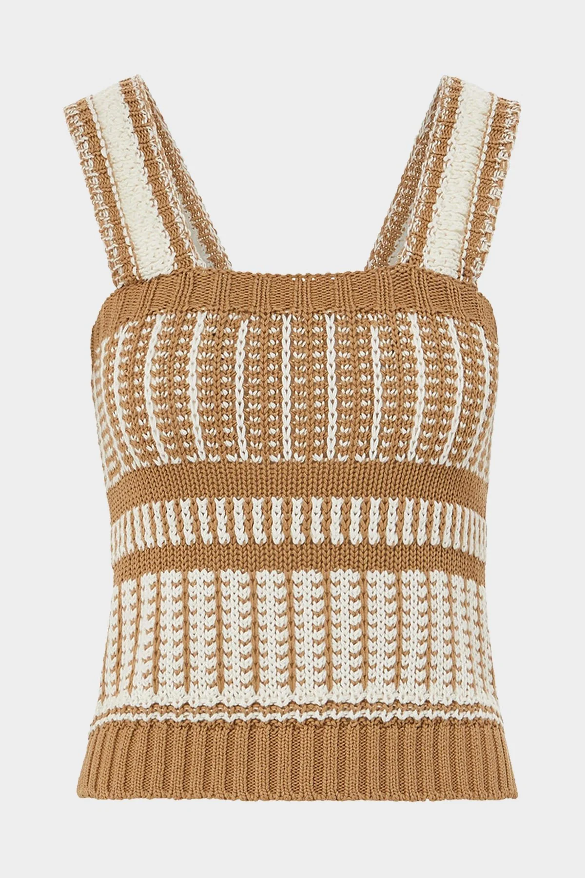 Voya Knit Tank Top in Khaki White