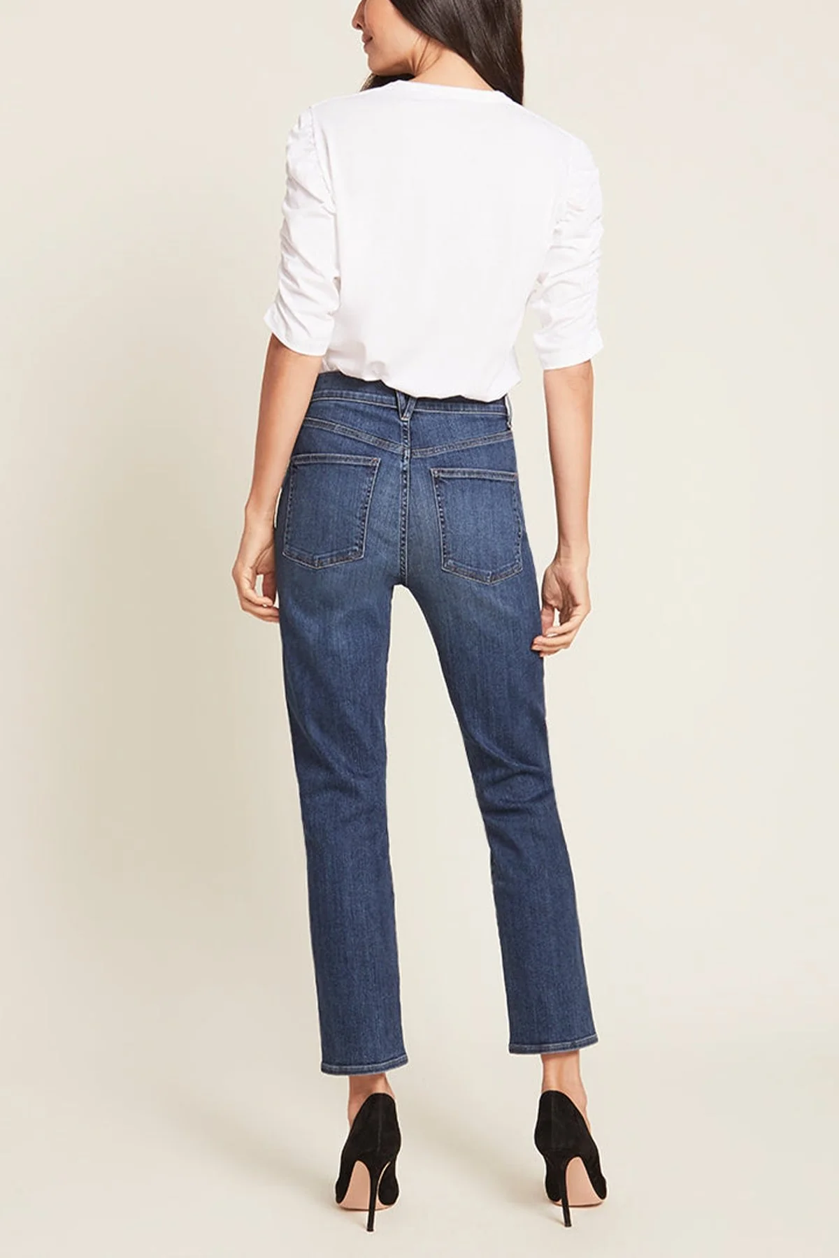Waldorf Ruched-Sleeve Tee Top in White - Image 3