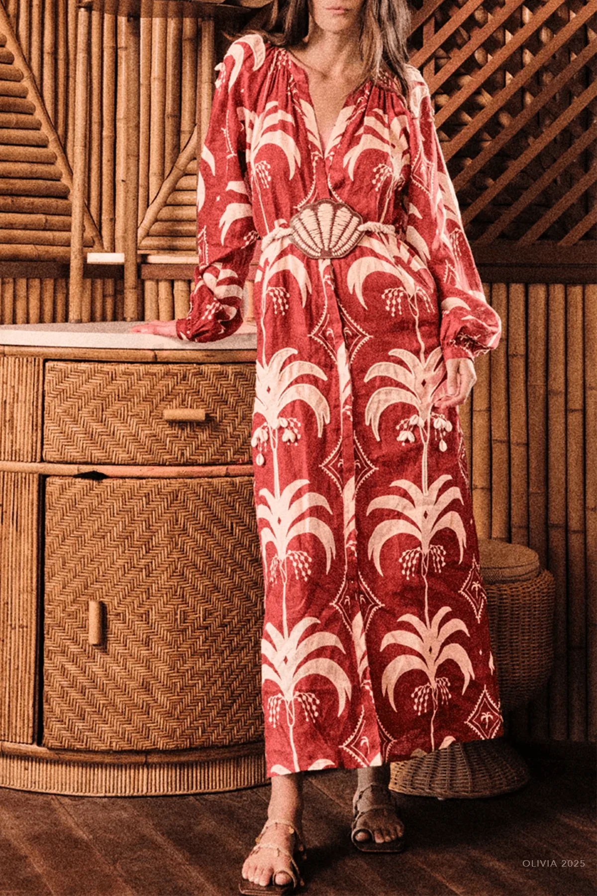 Weaving Waves Tunic Dress in Dark Cherry Ecru - Image 2
