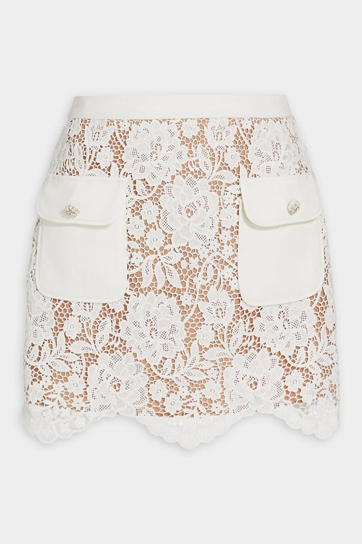 White Cord Lace Mini Skirt