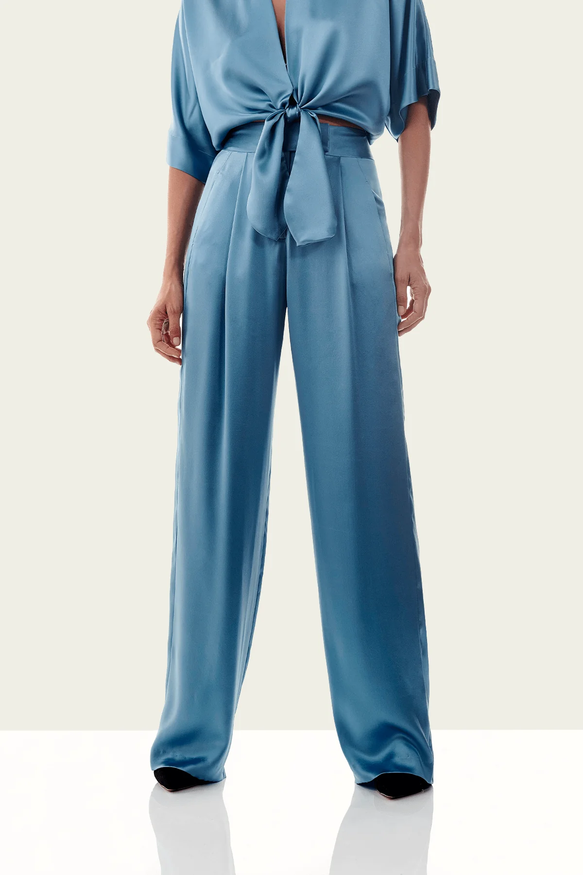 Wide Leg Trouser in Dusty Blue - Image 2