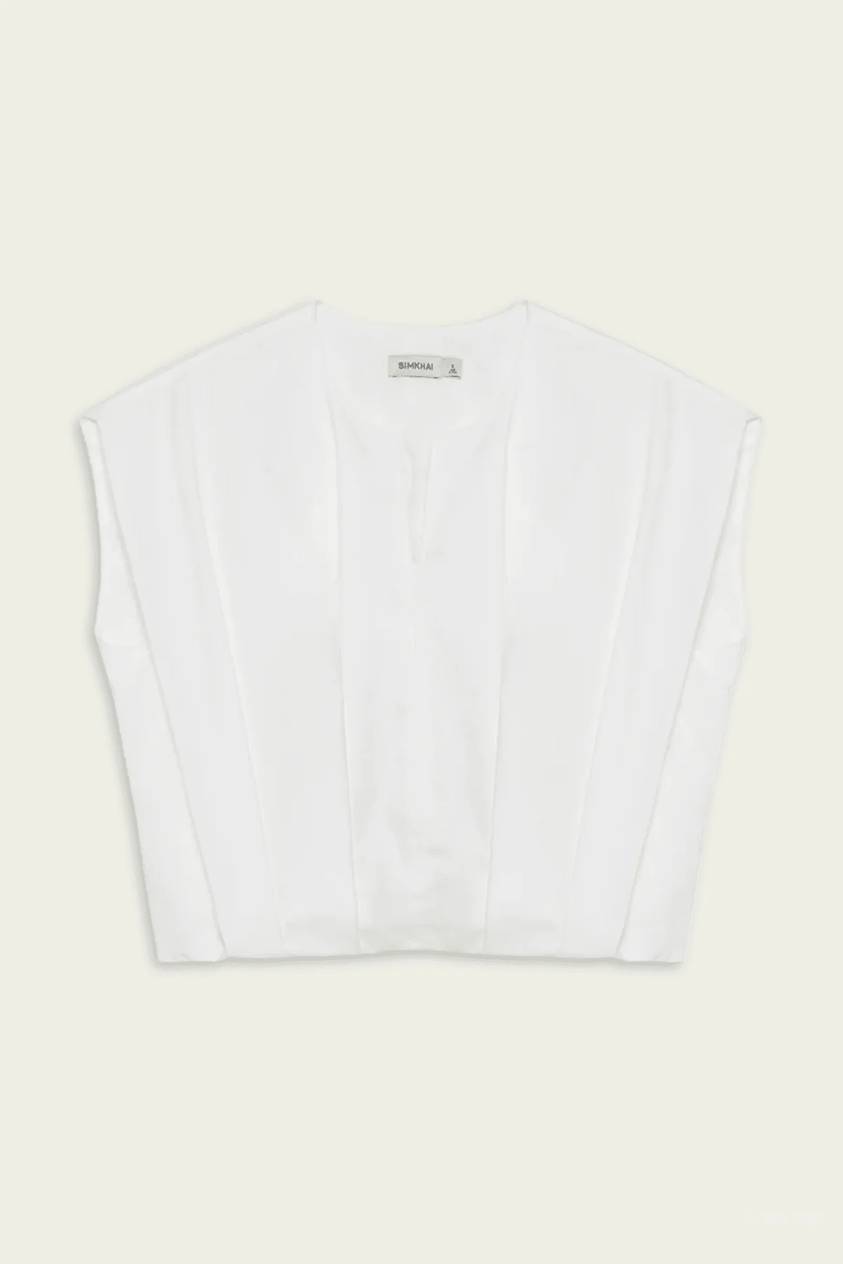 Wrenli Cotton Pleated Top in White
