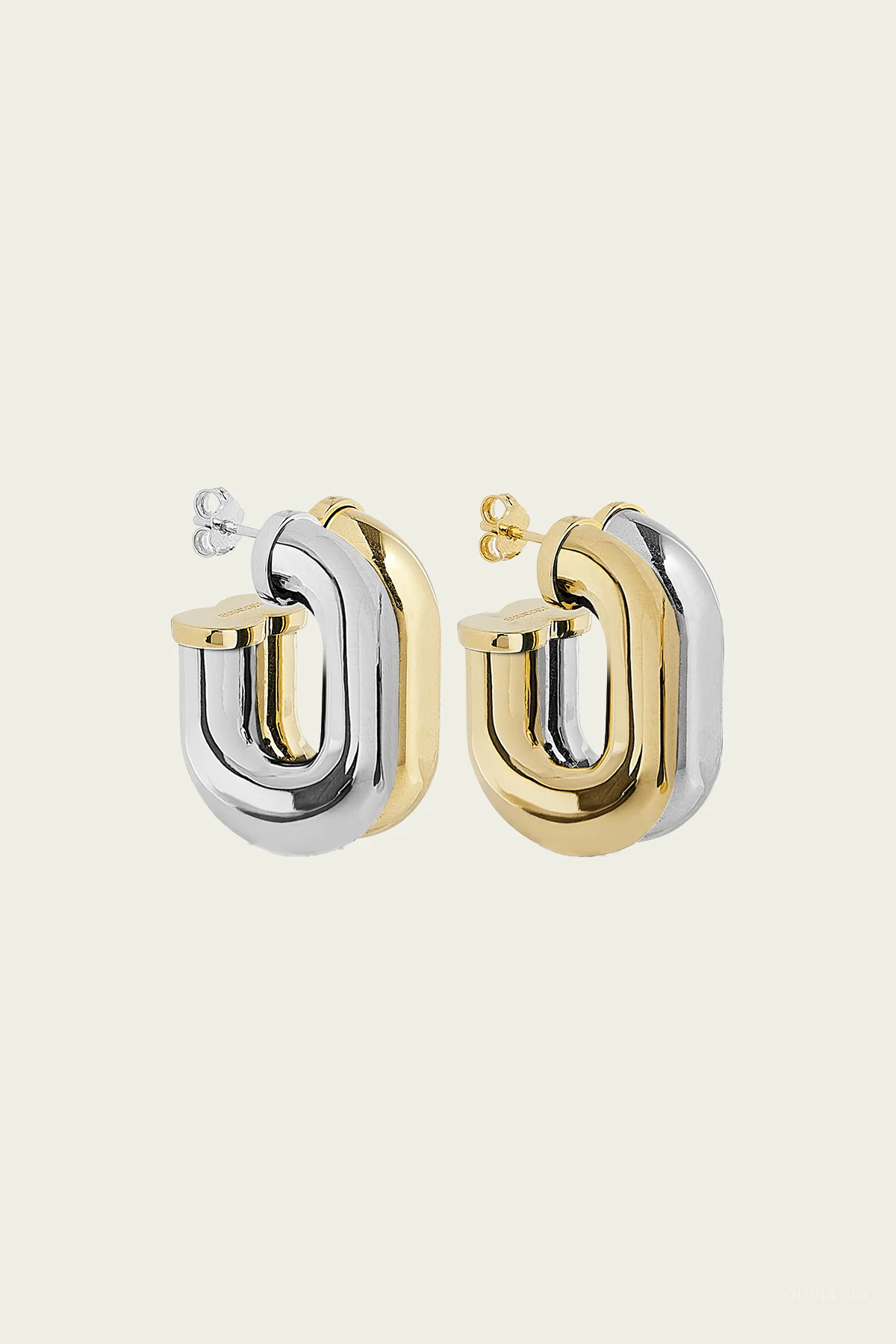 XL-Link Bi-Color Earrings in Gold Silver