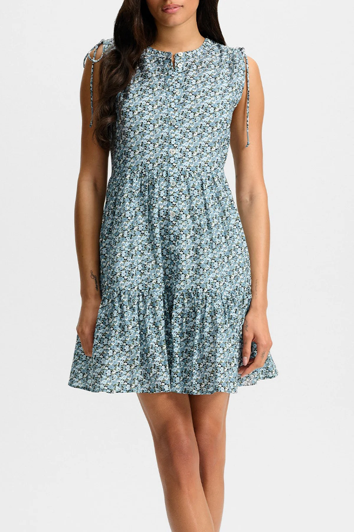 Yulianna Floral Mini Dress in Lake Mist Multi - Image 2