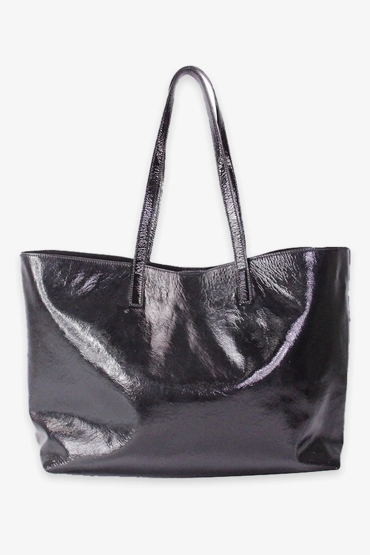 Saint Laurent Black Patent Shopping Tote - Image 3